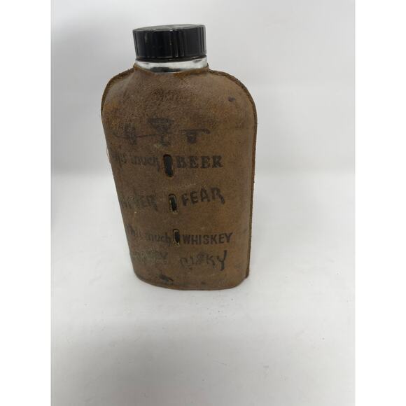 Vintage LEATHER Wrapped Novelty Liquor BOOZE HOOCH Bottle - Picture 5 of 11
